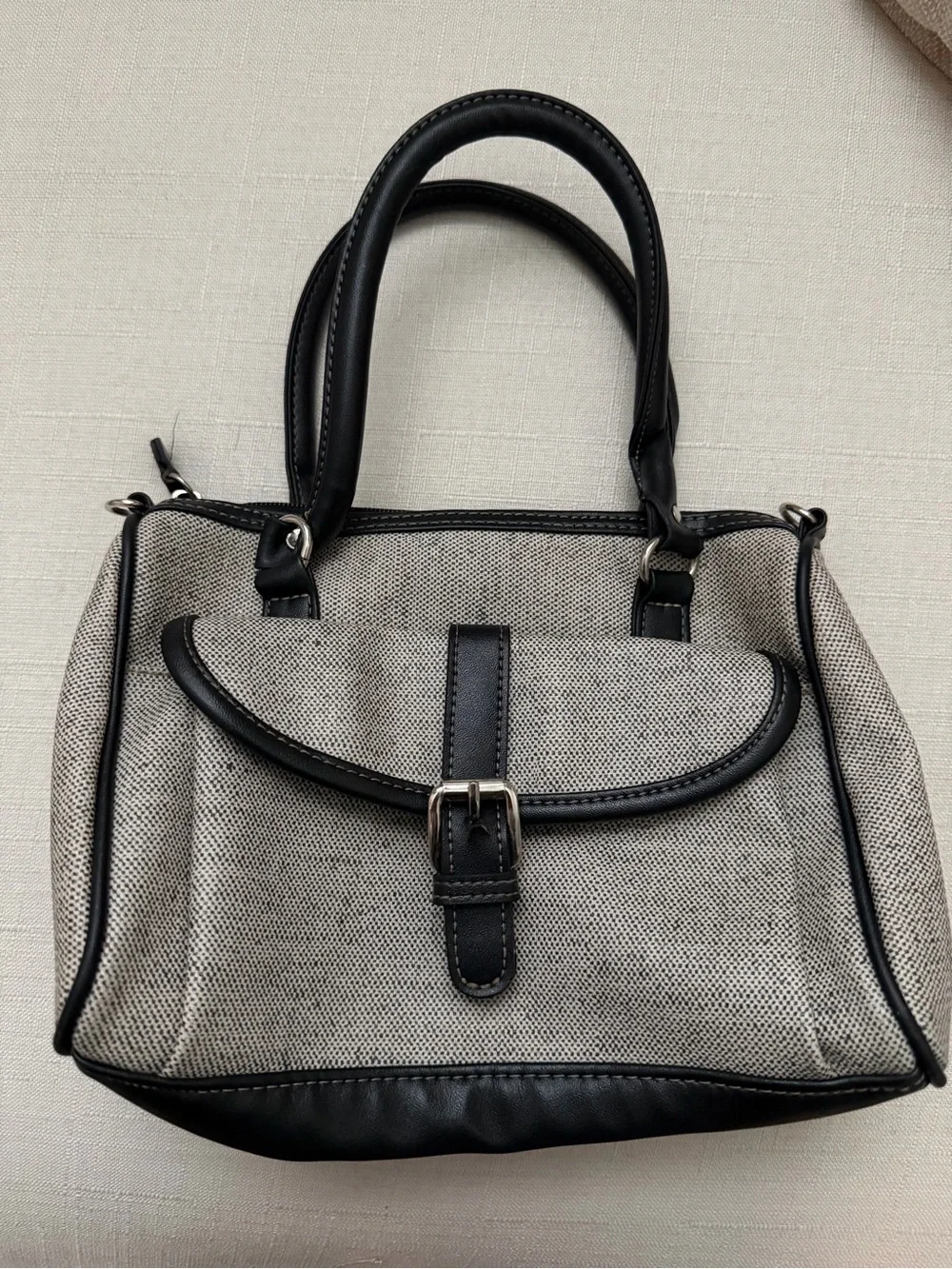 Women's Black and Cream Satchel Handbag